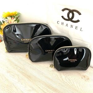 Chanel Beauty Set of 3 Cosmetic Bags | BRAND NEW + FREE CC Compact as a GIFT🎁